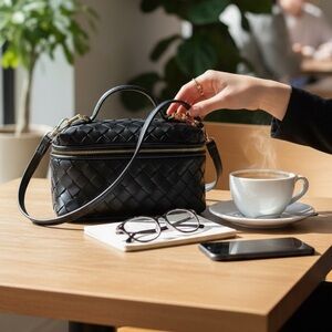 A new day mini train case woven bag - perfect little Handbag